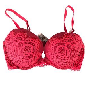 Victoria's Secret Dream Angels Push-Up Bra Size 32D Red Lace